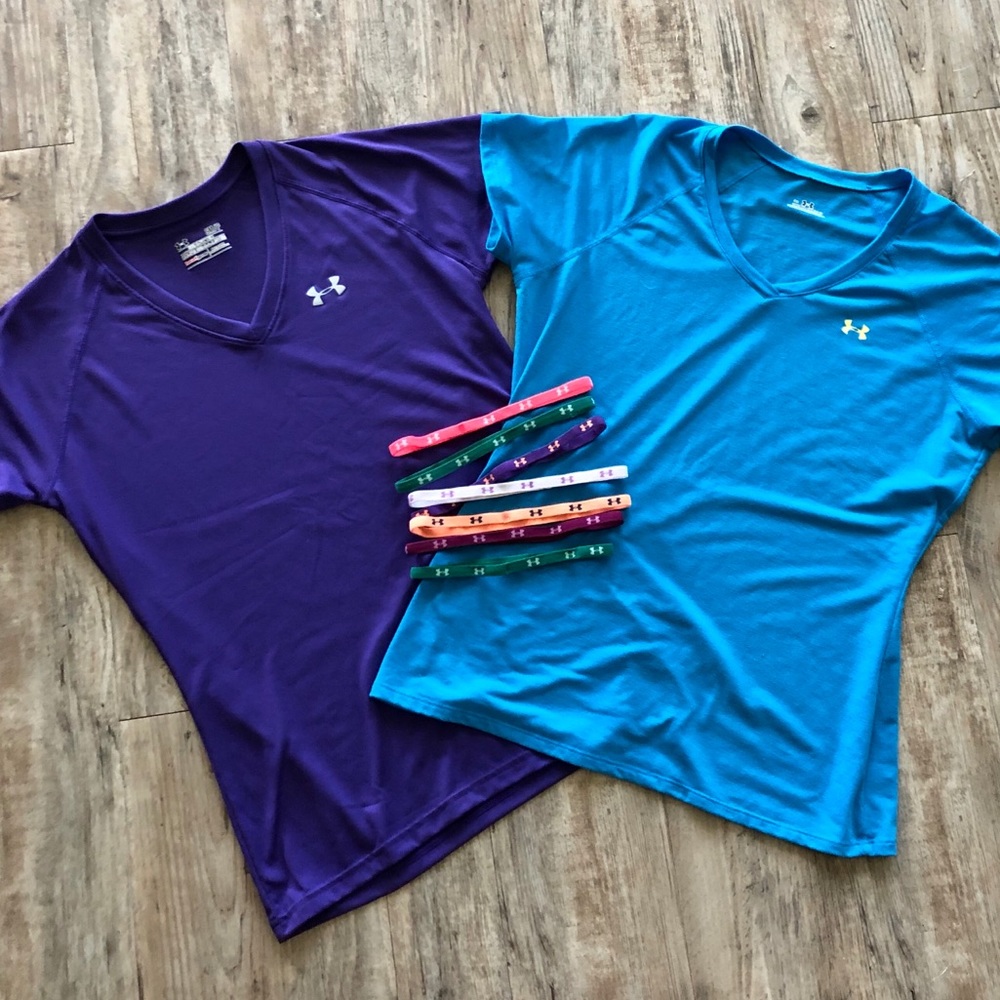 Under Armour 2 Tops AND Headbands! Underarmour Set